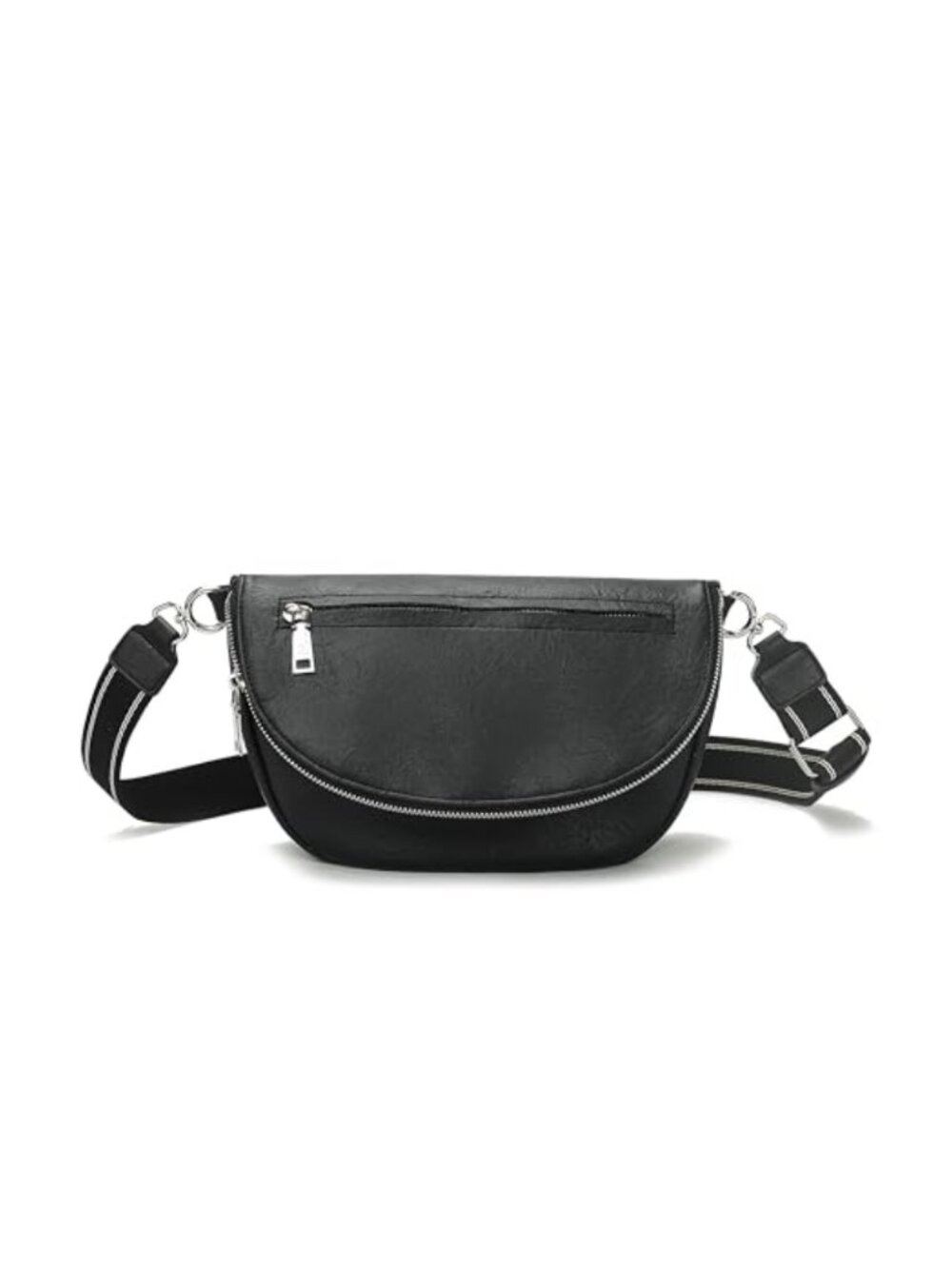 Faux Leather Crescent Crossbody Bag Adjustable Strap Waterproof
